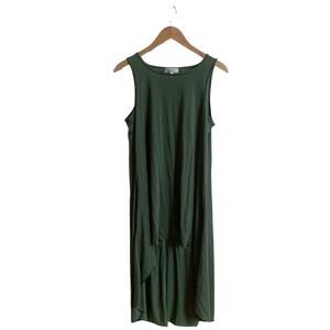 Neiman Marcus high low casual dress in olive green, size L